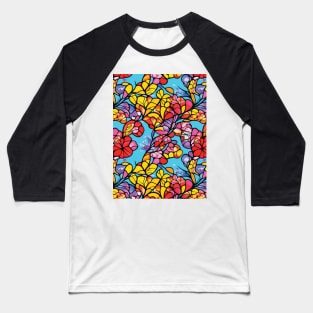 mosaic seamless butterfly flora trees abstract soft paint Japanese style unique Baseball T-Shirt